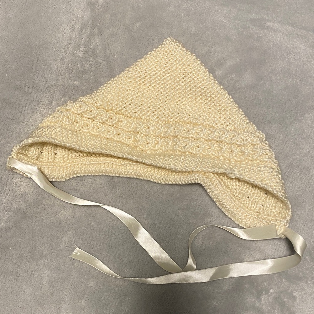 Cream Knit Baby Bonnet